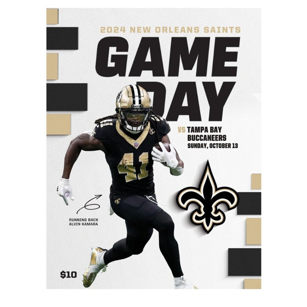 2024 New Orleans Saints vs Tampa Bay Gameday Program October 13th Alvin Kamara